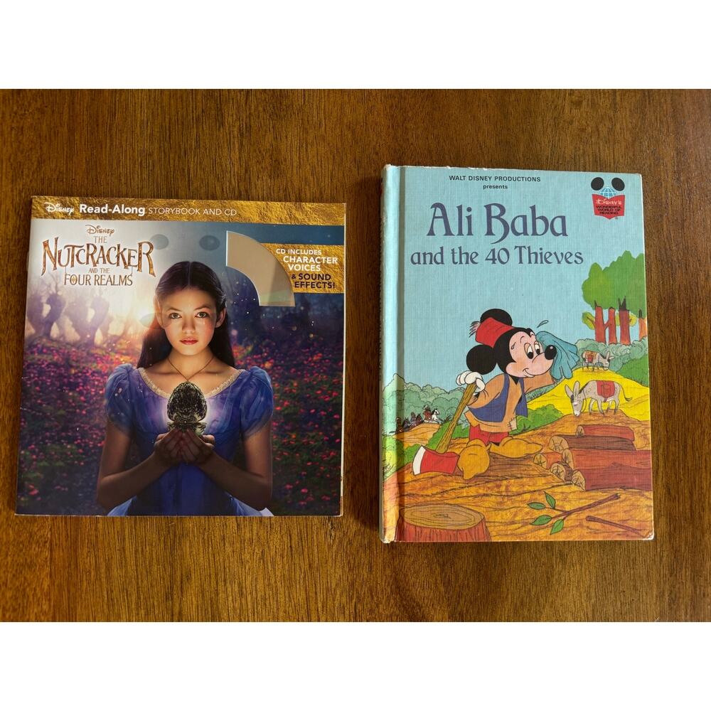 Disney Read Along & Vintage Ali Baba 40 Thieves Book Lot Storybook CD